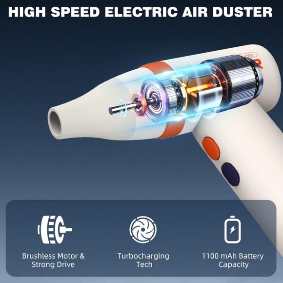 Electric Air Duster for Camera Lenses,Keyboard Cleaning Duster -110000RPM 1 Set - Picture 2 of 9